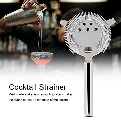 Cocktail Strainer, Cocktailzeef Roestvrij Staal met 2 Oren Voor Professionele Barmannen Barbenodigdheden (Zilver) - Afbeelding 3