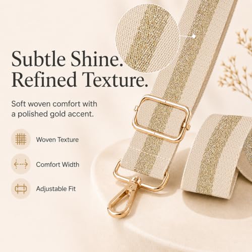 Image of chushui Metallic Thread Purse Strap for Women, Woven Replacement Bag Strap | Subtle Shine That Changes with the Light