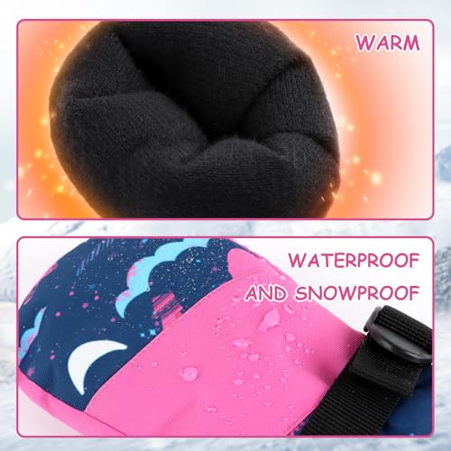Image of Duoyeree Toddler Winter Gloves, Waterproof Fleece Lined Ski Mittens 1-6Y | Waterproof outer fabric with thick soft lining, keeps toddlers' hands dry and warm during snow play