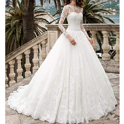 Sweetheart Wedding Dress for Bridal, Scoop Lace Ball Gown Wedding Dress Bridal Gowns with Long Sleeves4