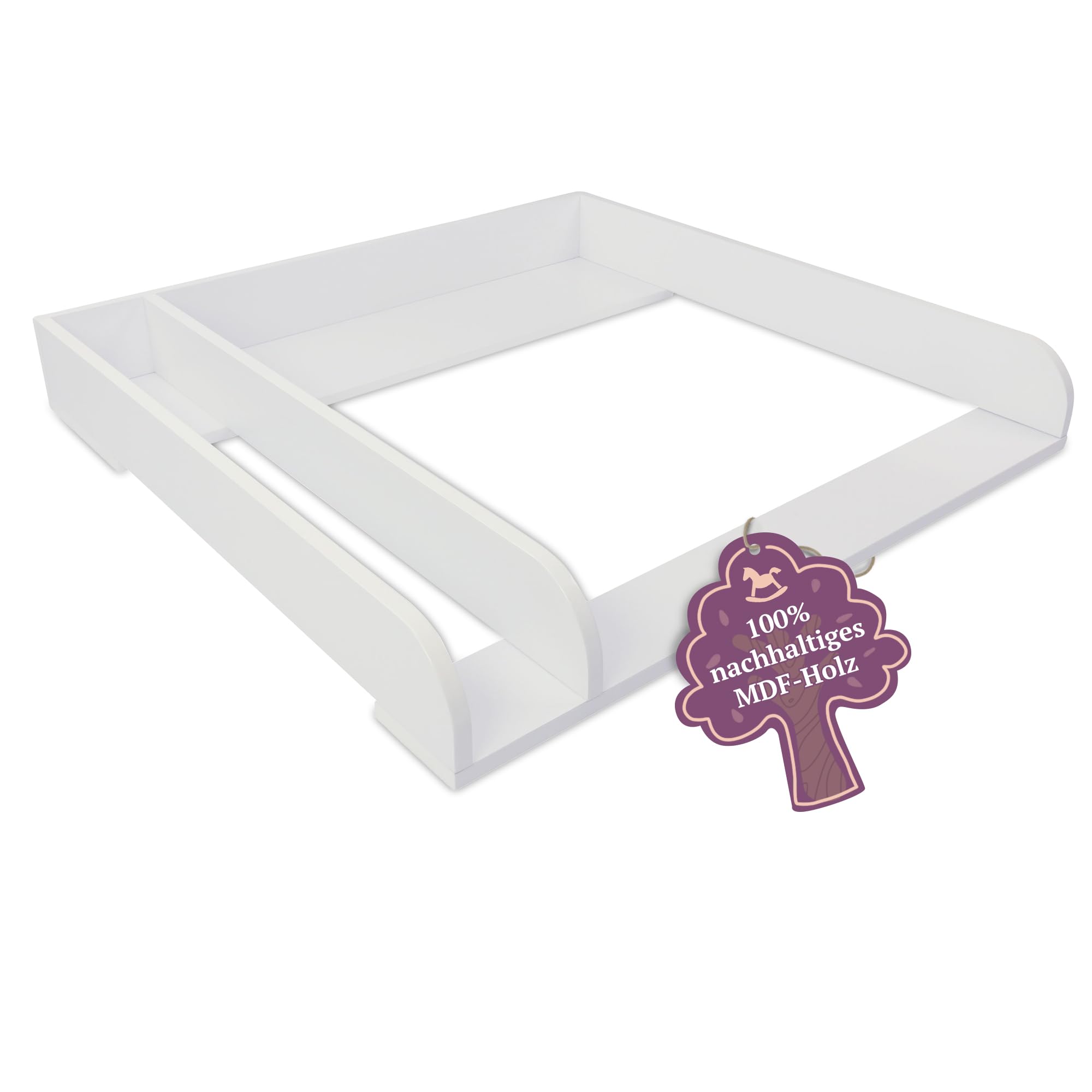 Puckdaddy Peer | Wickelaufsatz kompatibel mit IKEA Malm Kommoden u.Ä. | 80x78x10 cm | Wickelauflage mit Trennfach aus weißem MDF-Holz | Premium Wickelaufsatz inkl. Montagematerial zur Wandmontage