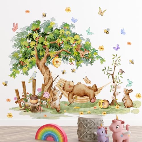 Vinilo decorativo grande árbol y animales para pared miniatura 1