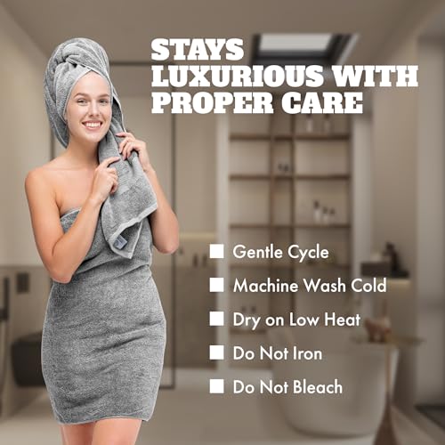 Image of White Classic Light Gray Bath Towels 27x54 Inch, Cotton Towel Set for Bathroom, Hotel, Gym, Spa, Soft Extra Absorbent Quick Dry 4 Pack