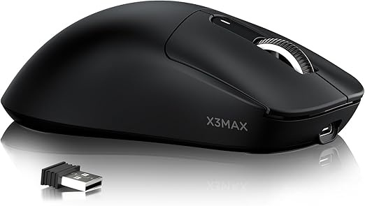 Attack Shark X3MAX Wireless Gaming Mouse,PixArt PAW3950 42000 DPI,49g Ultralight Tri-Mode(BT5.4/2.4GHz/Wired), 1K Polling Rate Programmable Computer Mice for PC/MAC/Win - Black