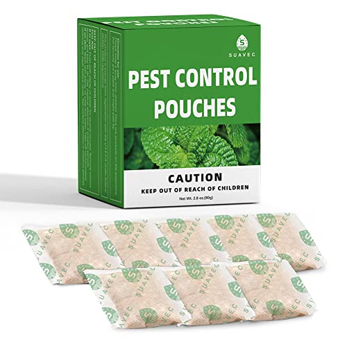 SUAVEC Pest Control Pouches, Squirrel Repellent, Repels Rodents, Squirrels, Mouse, Ants, Rats & Other Pests, Peppermint Pest Repellents, Indoor Pest Control, Pest Repeller - 8 Pouches