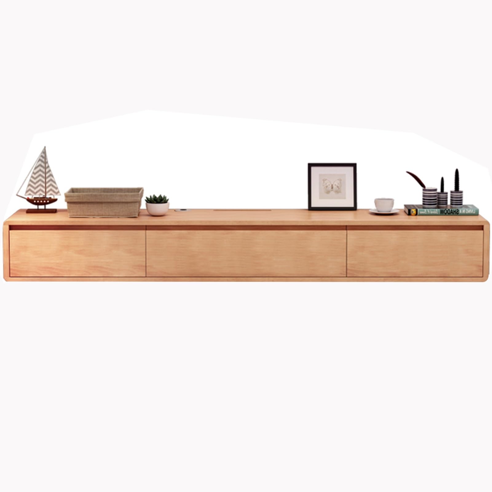 Genérico Soporte Flotante Multifuncional para TV de Madera Maciza: solución de Almacenamiento Elegante para Montar en la Pared, Ideal para televisores de Varios tamaños, diseño Seguro y Duradero (Col