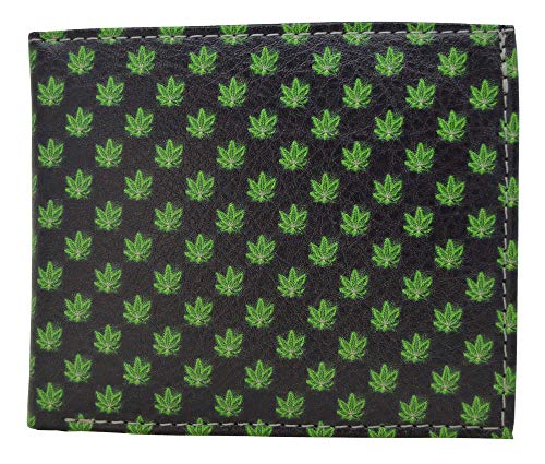 Leather Bi-fold Mini Marijuana Wallet Bills Credit Card Holder Pockets Unisex Men Women Wallet