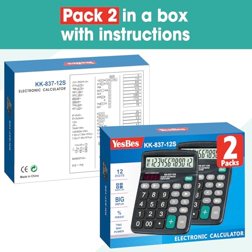 YesBes 6 Pack Calculator Bulk, 12 Digits Calculators Desktop with Large LCD Display の商品画像 6