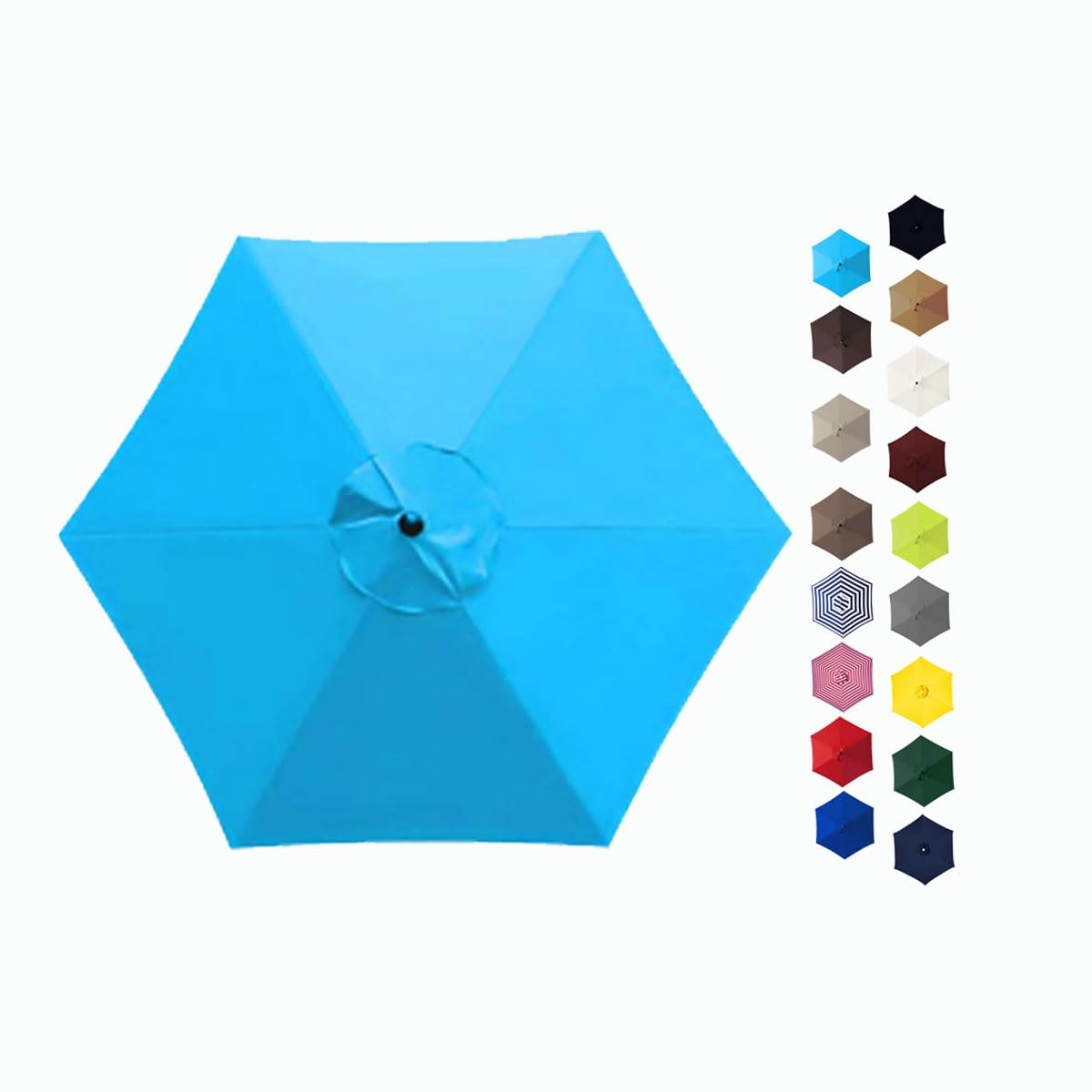 BEEGMA 6 Ribs/8 Ribs Replacement Parasol Canopy Cover 2.0/2.30/2.50/2.70/3.0m Umbrella Canopy Replacement Market Patio Umbrella Top Canopy UV30+ (Color : Light blue, Size : 2.50m/8.2FT-6Ribs)