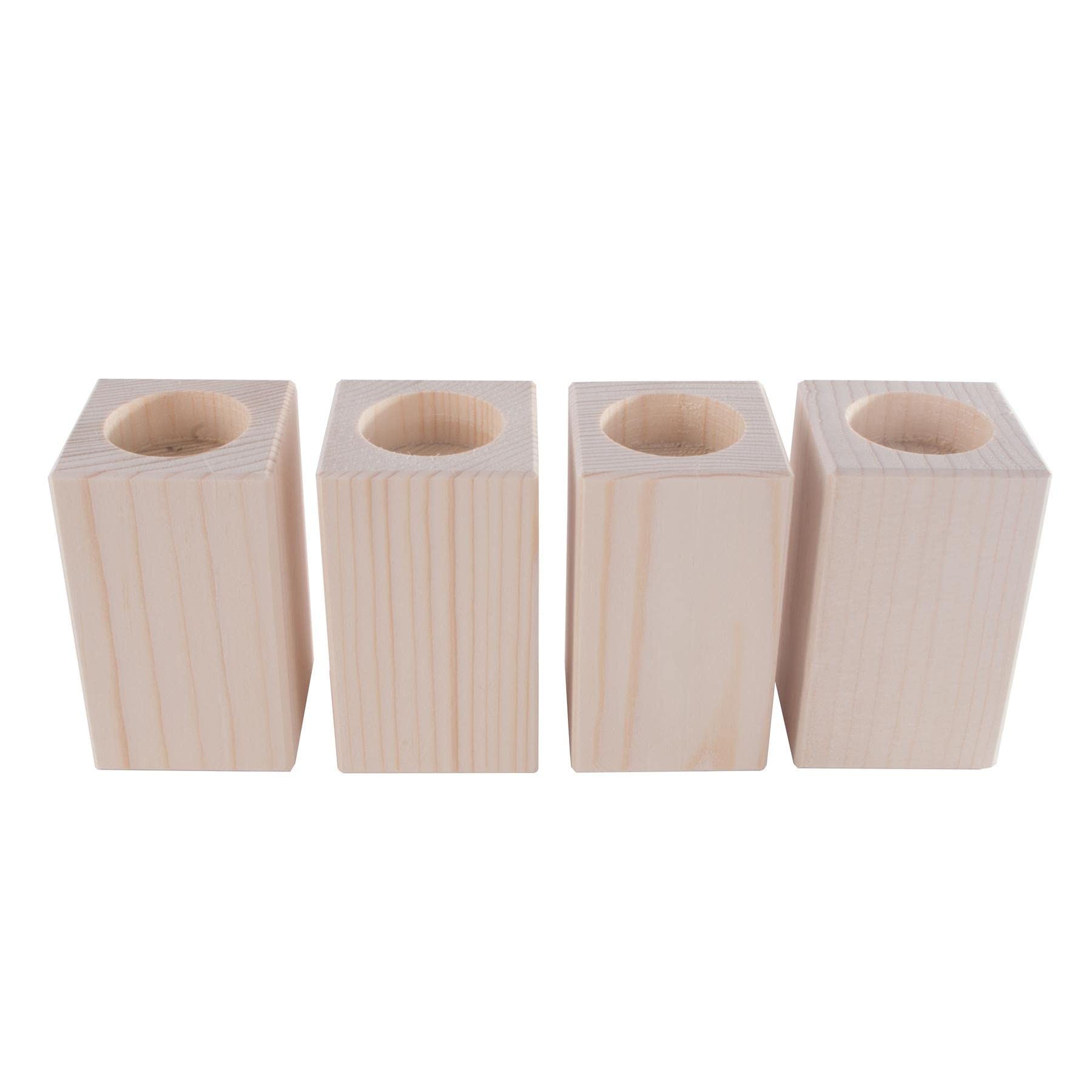 WooDeeDoo Square Wooden Tea Light Candle Holder | Pinewood | 20x Medium | 60 x 60 x 100 mm | Unpainted Plain Blank Decorative Wood for Craft Decoupage