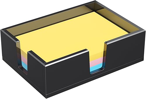 BOSSCASA Soporte de notas adhesivo acrílico, soporte para bloc de notas autoadhesivo con bloc de notas, soporte para bloc de notas, organizador de