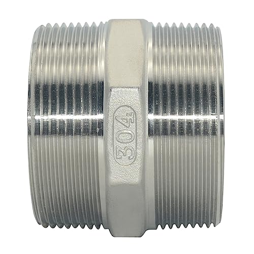 Image of Male x Male Hex Nipple Stainless Steel 304 Threaded Pipe Fitting NPT (3 inch)