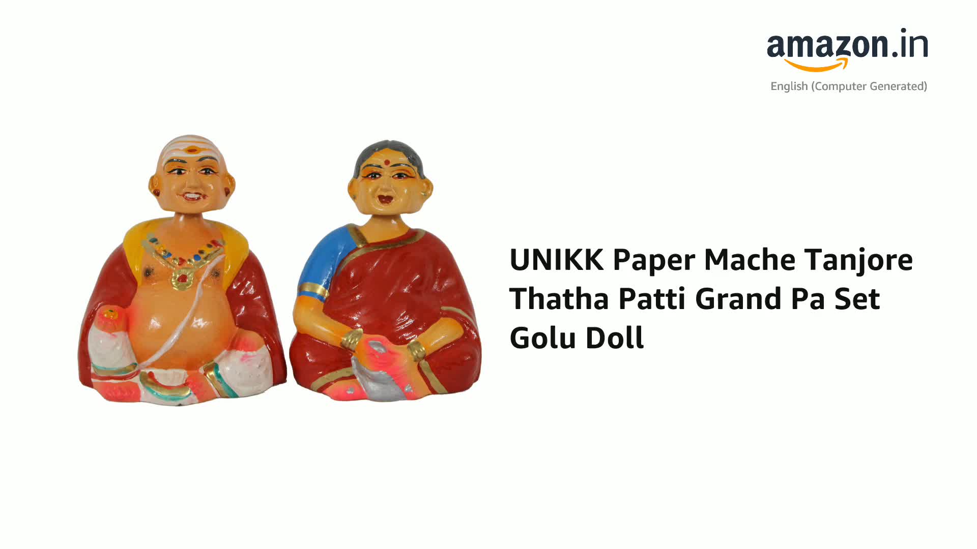 UNIKK Paper Mache Tanjore Thatha Patti Grand Pa Set Golu Doll (Red