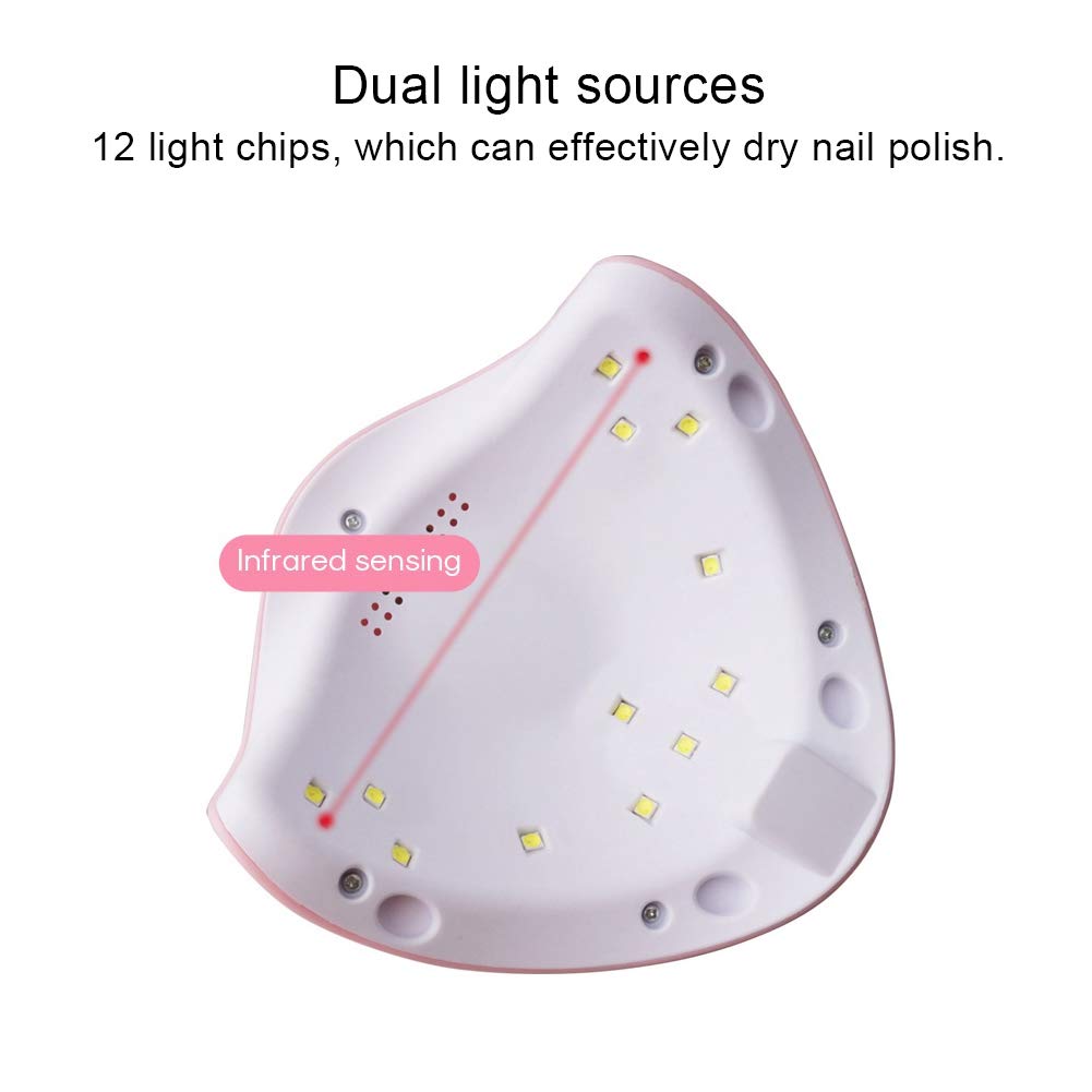 Lampada per Unghie, Macchina for Unghie da 36 W, Manicure Intelligente, Leggera e Portatile, 12 Perline ad Asciugatura Rapida, Cucitura Multi-Step, Unghie Facili
