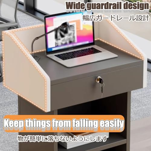 Genérico Atril Moderno de Madera para presentaciones, aulas y Eventos, Soporte Profesional para oradores con cajón, Ideal para educadores y oratoria (53x63x124 cm).