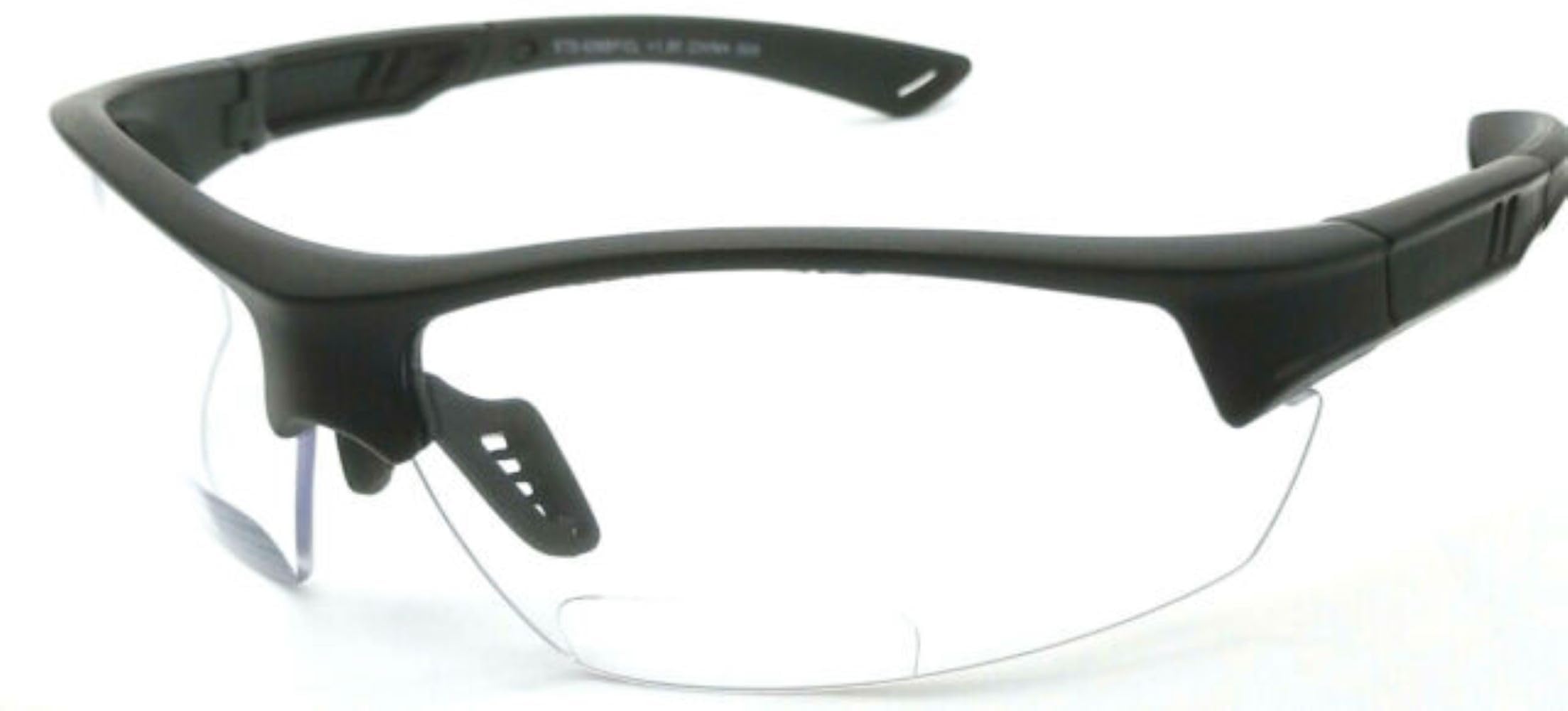 Shooter's Edge Bravo Safety BiFocal Z87.1 Shooting Glasses Clear w Matte Black (Clear, +1.50)