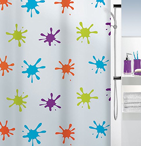 Spirella Anti-Schimmel Duschvorhang Splash Multicolor Anti-Bakteriell, waschbar, wasserdicht PEVA 180x200cm