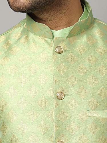 Image of Uri and MacKenzie Men's Silk Blend Kurta Churidar Pyjama with Stylish Nehru Jacket