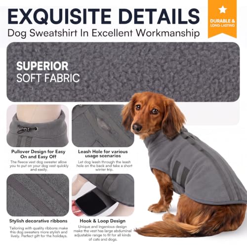 Image of Queenmore Small Dog Sweater,Soft Fleece Dog Vest Dog Jacket with Leash Hole