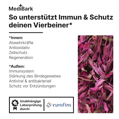 MediBark Immun & Schutz - 150g - Hundeleckerli mit Echinacea & Vitamin C - fördert Abwehrkräfte - Glutenfrei & Zuckerfrei - tägliche Vitamine & Antioxidantien - Leckerlis für Hunde - 225 Stück