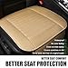 Yourkar Car Seat Cover for Front Seat, Anti-Slip & Waterproof Leather Auto Front Seat Pad Protector, Durable Driver Bottom Seat Cushion Cover with Storage Pocket, Car Accessories (Beige)