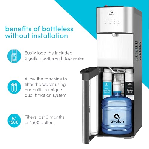 Image of Avalon Bottom Loading Water Cooler Water Dispenser with Filtration - 3 Temperature Settings - Hot, Cold & Room Water, Durable Stainless Steel Construction - UL Listed NSF Approved