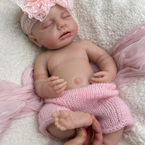 Muñeca Reborn de Silicona de Cuerpo Completo de 45 cm Con Boca Abierta, Recién Nacida Durmiendo, Suave al Tacto, Anatómicamente Correcta, Regalo de Navidad – Bild 8