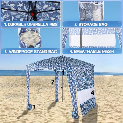 Upwell BEACHTENT03 Beach Tent Easy Set Up Canopy Sun Shelter Cool Cabana Shade With Upf 50+Uv Protection Portable Beach Umbrella Outdoor Sunwall With Sand Pockets For Fishing Backyard Camping  thumb #3