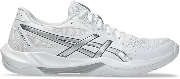ASICS Women's Gel-Rocket 12 Volleyball Shoes, 9, White/Pure Silver