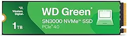 Western Digital SSD interno WD Green SN3000 NVMe de 1 TB - Unidade de estado sólido - PCIe geração 4, M.2 2280, até 5.000 MB/s - WDS100T4G0E