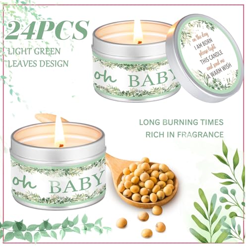 Mtlee MTLEE-THUR0401A 24 Pcs Greenery Style Baby Shower Party Favors Candles Lavender Scented Baby Shower Favors thumb #2