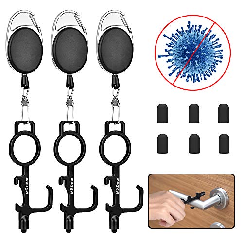 MS.DEAR No Touch Door Opener, Paquet De 3 Outils D'ouverture De Porte Sans Contact Avec Porte-clés Facile à Tirer, Sert D'ouvre-bouteille, Multifonctionnel Pour Surface, Poignée, Bouton