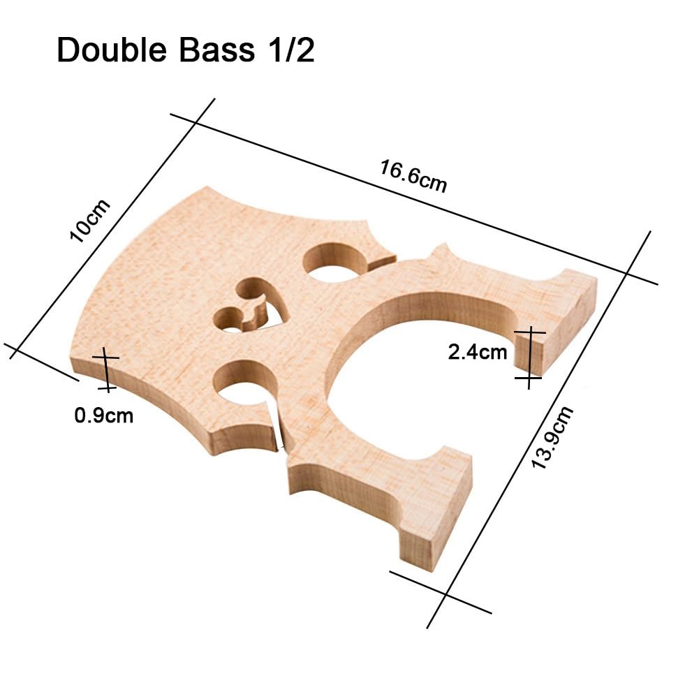 2 Stück Ahornholz-Steg für Kontrabass, Zubehör und Ersatzteile für Kontrabass (4/4, 3/4, 1/2, 1/4, 1/8 Zoll)(1/2)