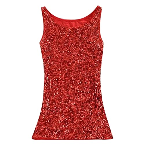 unilarinna Große Größen Blusen Elegant Oberteil Blusentops Damen Pailletten Tanktops Boden Ärmellose Weste Innere Halfter Weste Frauen Ärmellos Underwired Spaghetti-Weste Lässig Lose Tshirts Cover