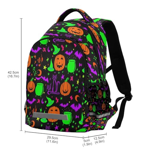 School Backpack Halloween Elements Lightweight Waterproof Travel Laptop Backpack Kids School Bags for Boys Girls Teens 11.6 X 4.9 X 16.7inch3