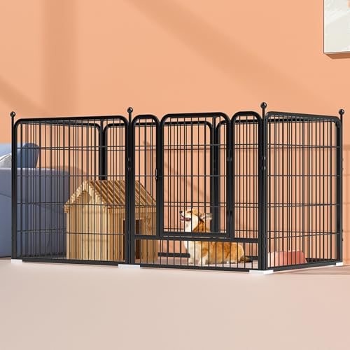 RUYICZB Dog Playpen Panel Pen Bunny Fence Pet Fence Puppy Exercise Pen for Yard Gate Dog Crate Cage Kennel Expandable Dog Pen for Indoor/Outdoor Use DIY Small Animal Pet Playpen,Black,160 * 80 * 80cm
