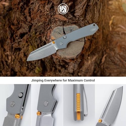 Image of Vosteed Raccoon EDC Pocket Knife - 3.25 inch 14C28N Stonewash Blade, Modified Sheepsfoot - Top Liner Lock, Gray G10 Handle - Surviving Hiking Knives - A2930