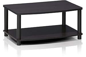 Furinno Turn-N-Tube No Tools Kids TV Stand, Plastic Round Tubes, Dark Walnut