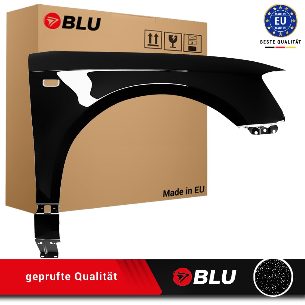 BLU Kotflügel Passend für Audi A3 8P II-generation LZ9Y Rechts Schwarz | 2003-2008 | Vorderseite Vorne | Lackiert | Einbaufertig