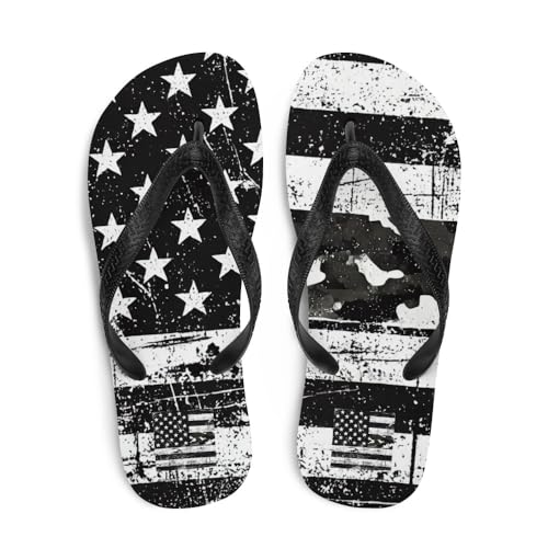 Men's Urban Black American Flag Flip Flops - Stylish Casual Summer Beach Sandals