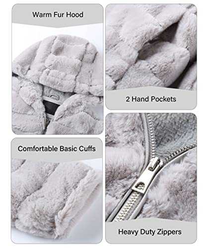 Bellivera Women's Faux Fur Coat Shearling Fluffy Fuzzy Shaggy Hood Sherpa-Lined Fleece Jacket4
