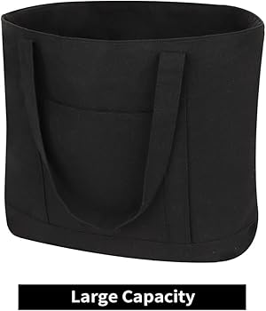 Amazon.com: Muka 4PCS Black Canvas Tote Bags with Pockets, Large