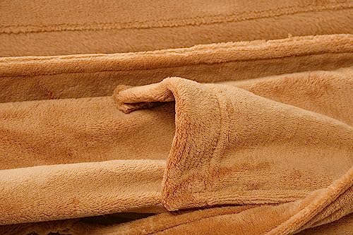 Image of Cotton Bolls Textiles Microfiber Fleece Bath Robe for Men | Shawl Collar with Long Sleeves| Lint Free | Anti-Bacterial | Super Soft Fabric (L, Brown)