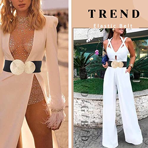 Tgirls Women Elastic Belt Wide Waist Belt Stretch Skinny Belt Cinch O-rings Buckle Belts Vintage Waistband for Dresses4