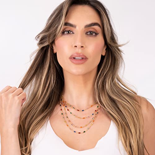 Barzel 18K Gold Plated Multi Stone Crystal Baguette Necklace for Women - Made In Brazil4