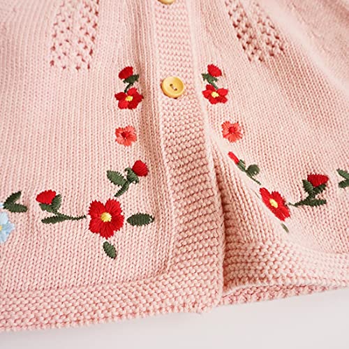 Image of Simplee kids Baby Girl Thin Sweater Solid White Pink Cardigans for Toddler 0-3Years