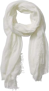 Summer Cotton Blend Crinkle Vintage Soft Scarf with Fringed Edges 35" × 70"