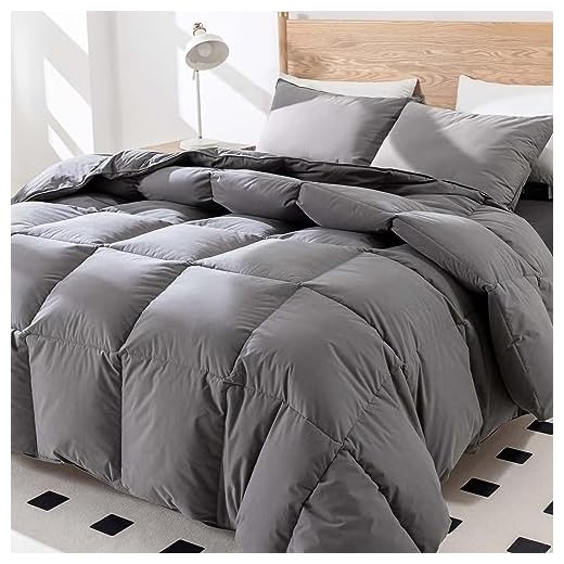 WENERSI Feather Down Comforter King, Beautiful Pinch Pleat Duvet Insert, 100% Cotton Fabric, All Season King Comforter(Grey, 106x90inches)