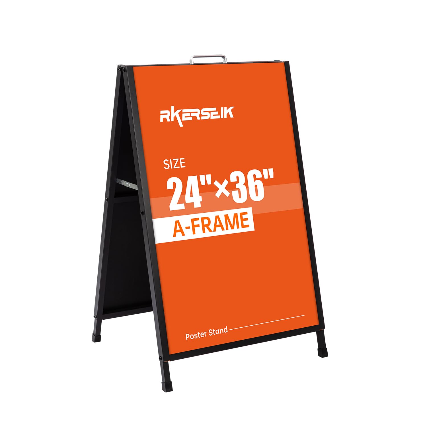 Heavy Duty A-Frame Sidewalks Signs 24×36 Inch,Sandwich Board Black Coated Steel Metal Portable Double-Sided,Slide-in Folding (24×36 Double Side (flat-pack))