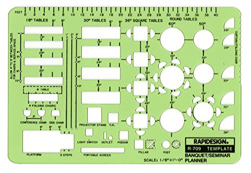 Rapidesign 1/8 Inch Banquet/Seminar Planner Template, 1 Each (R709)